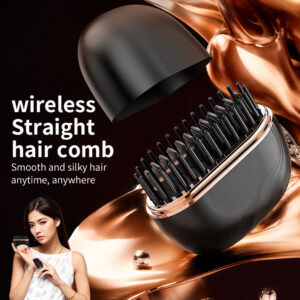 Mini cordless, rechargeable, and multifunctional hair straightening comb